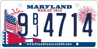 MD license plate 9BJ4714