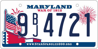 MD license plate 9BJ4721