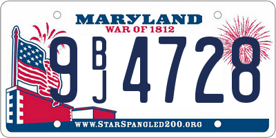 MD license plate 9BJ4728