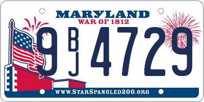 MD license plate 9BJ4729