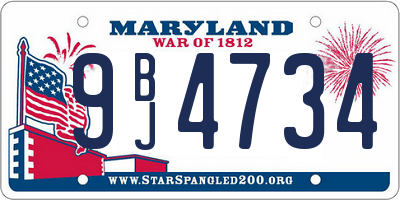 MD license plate 9BJ4734