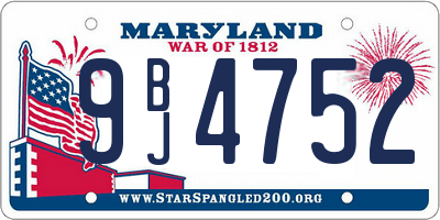 MD license plate 9BJ4752