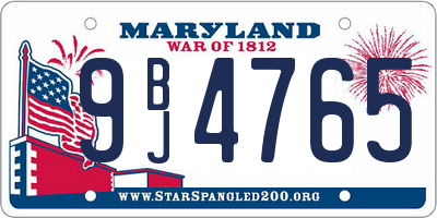 MD license plate 9BJ4765