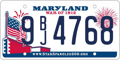 MD license plate 9BJ4768