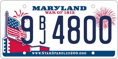 MD license plate 9BJ4800