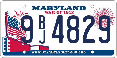 MD license plate 9BJ4829
