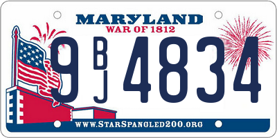 MD license plate 9BJ4834