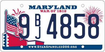 MD license plate 9BJ4858