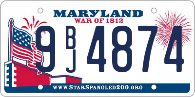 MD license plate 9BJ4874