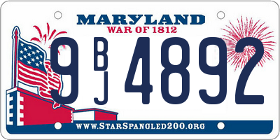 MD license plate 9BJ4892