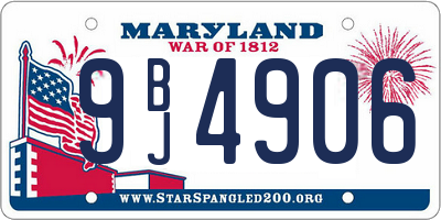 MD license plate 9BJ4906