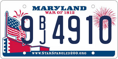 MD license plate 9BJ4910