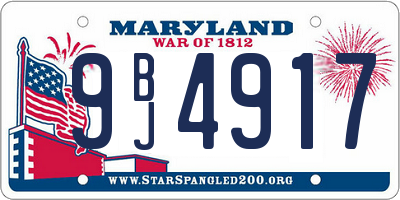 MD license plate 9BJ4917