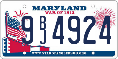MD license plate 9BJ4924