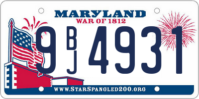 MD license plate 9BJ4931