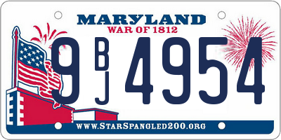 MD license plate 9BJ4954