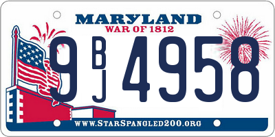 MD license plate 9BJ4958