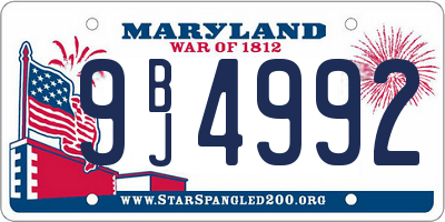 MD license plate 9BJ4992