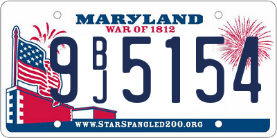 MD license plate 9BJ5154