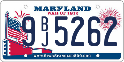 MD license plate 9BJ5262