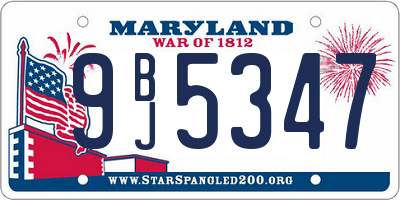 MD license plate 9BJ5347