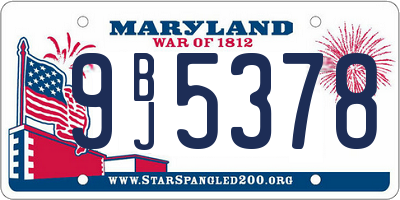 MD license plate 9BJ5378