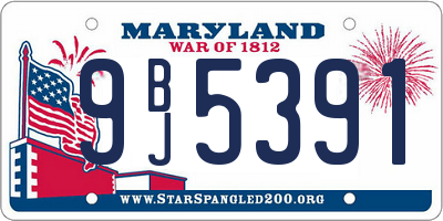MD license plate 9BJ5391