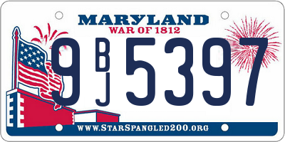 MD license plate 9BJ5397