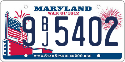 MD license plate 9BJ5402