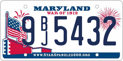 MD license plate 9BJ5432