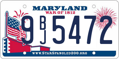 MD license plate 9BJ5472