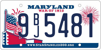 MD license plate 9BJ5481