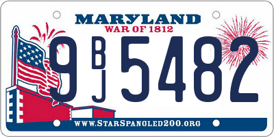 MD license plate 9BJ5482