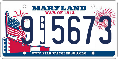 MD license plate 9BJ5673