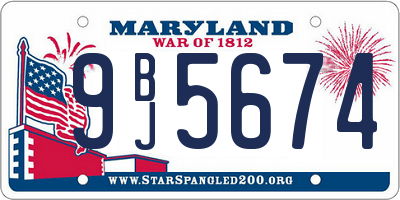 MD license plate 9BJ5674