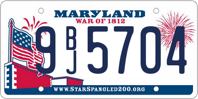 MD license plate 9BJ5704