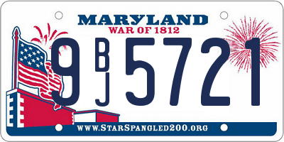 MD license plate 9BJ5721