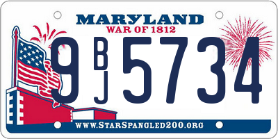 MD license plate 9BJ5734