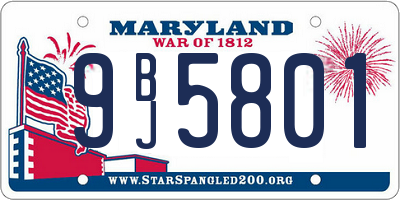 MD license plate 9BJ5801