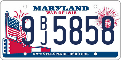 MD license plate 9BJ5858