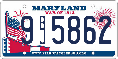 MD license plate 9BJ5862