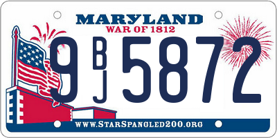 MD license plate 9BJ5872