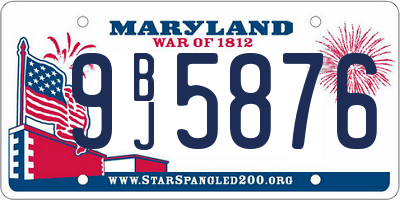 MD license plate 9BJ5876
