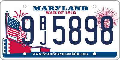 MD license plate 9BJ5898