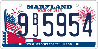 MD license plate 9BJ5954