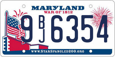 MD license plate 9BJ6354