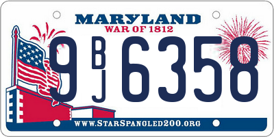 MD license plate 9BJ6358