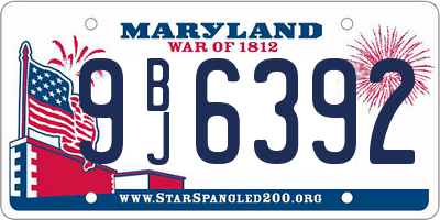 MD license plate 9BJ6392