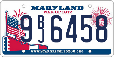 MD license plate 9BJ6458