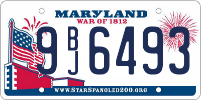 MD license plate 9BJ6493